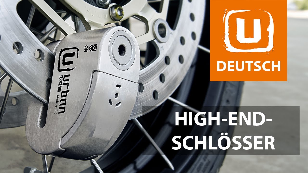 URBAN UR14S Zugelassenes Motorrad Bremsscheibenschloss mit Alarm und Warnung, Edelstahl