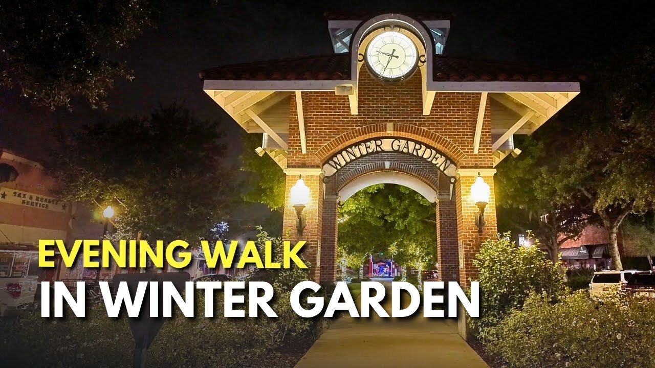 Peaceful Evening 4K Walk in Downtown Winter Garden, FL