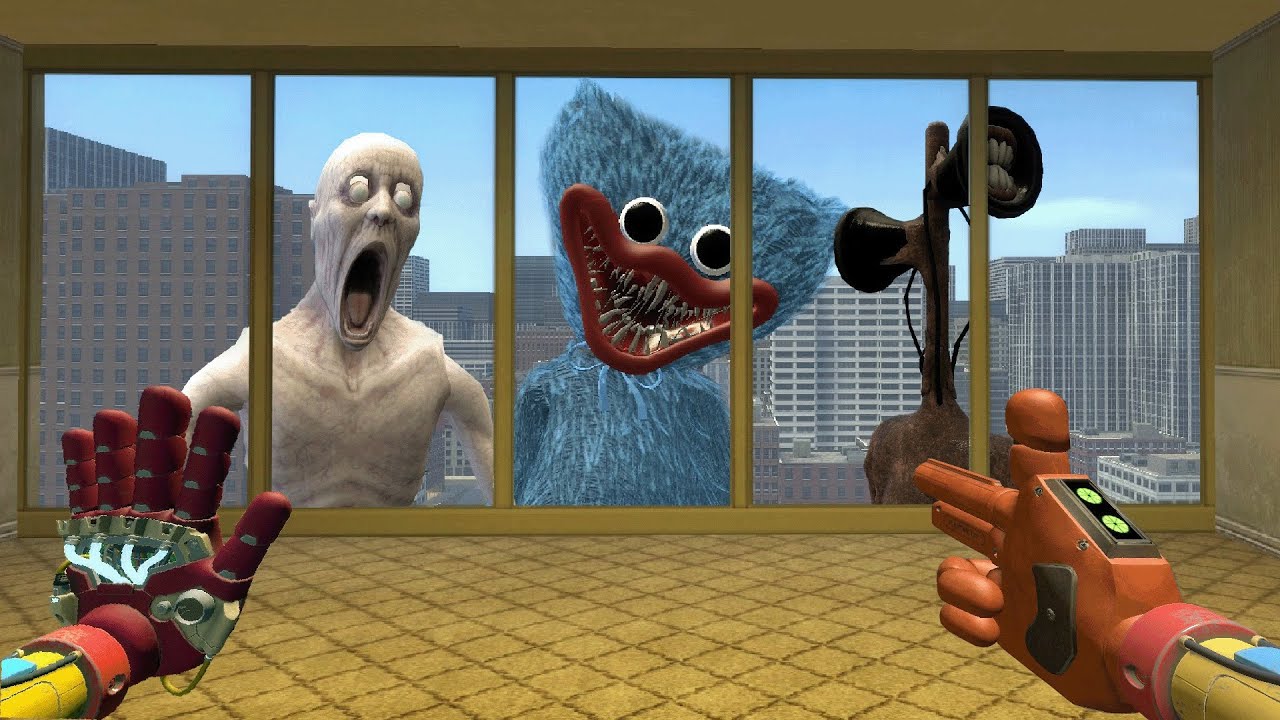 THEY ALL HUNTED FOR ME! Huggy Wuggy with SCP-096 and Siren head in Garry’s Mod