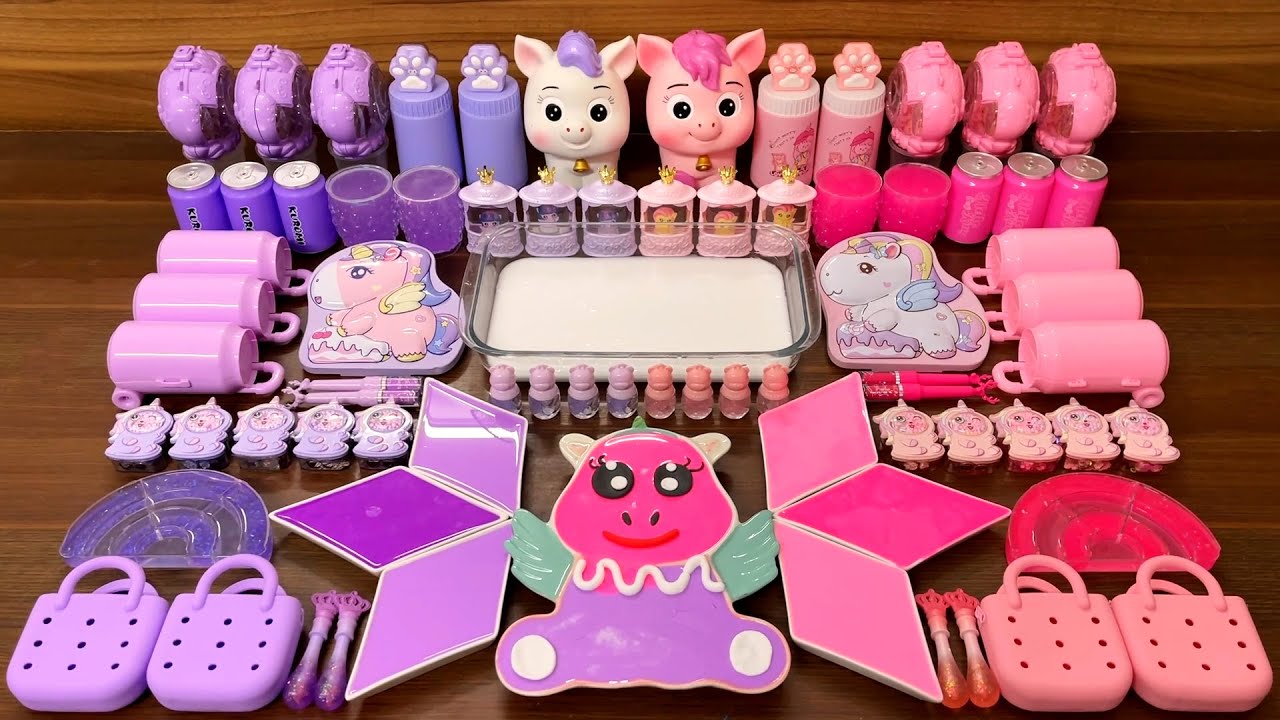 Slime Mixing Challenge: Pink vs Purple Unicorn Clay Toy Swap