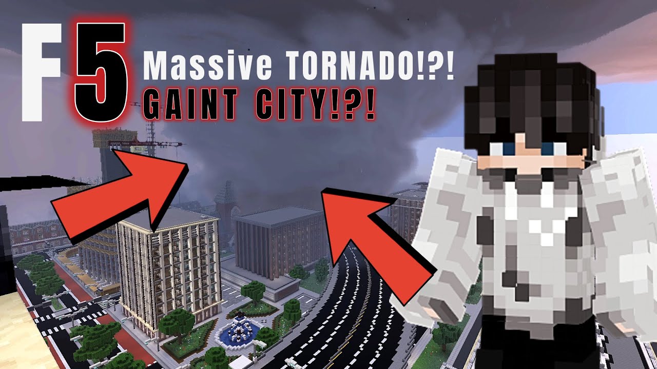 SPAWNING A F5 TORNADO IN A GAINT CITY!?! // ProtoManly's Weather // Minecraft