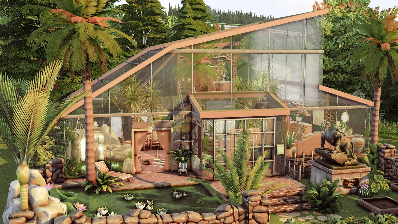The Sims 4 💚 Tropical GLAS HOUSE for an Artist - Speed Build