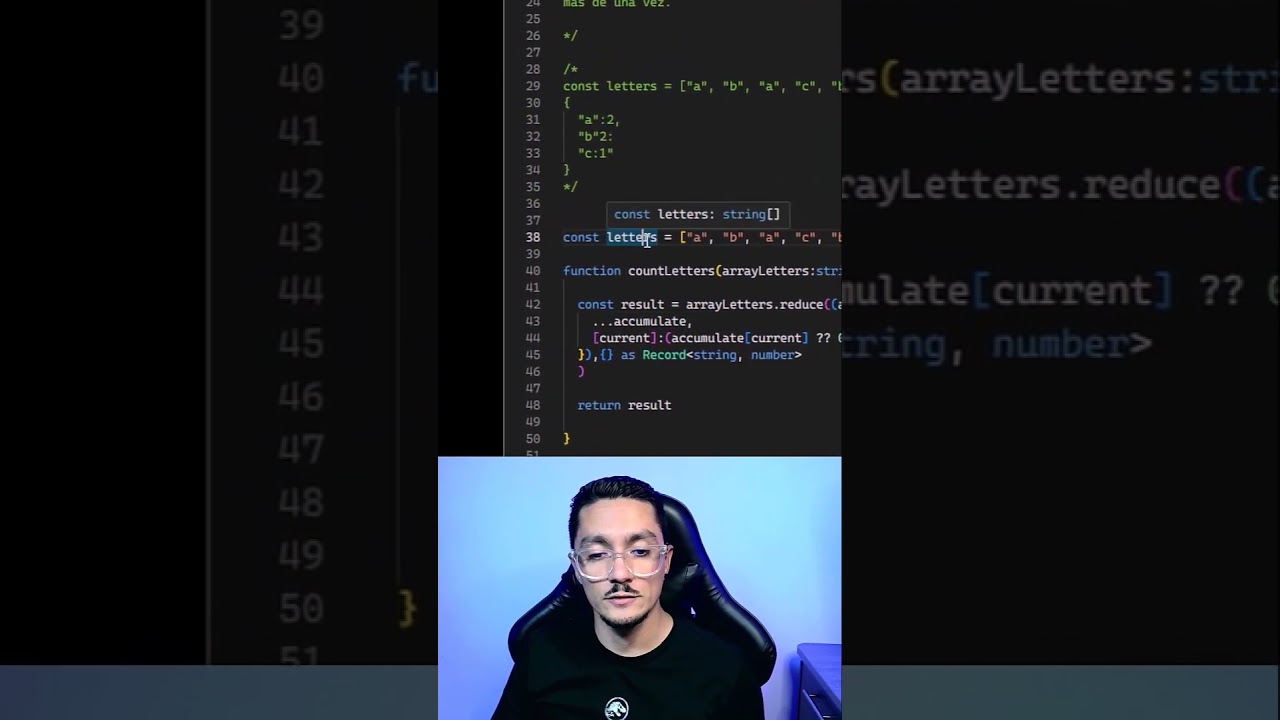 🤯 TypeScript: Contar frecuencias de letras con .reduce() y Spread Operator! 🚀