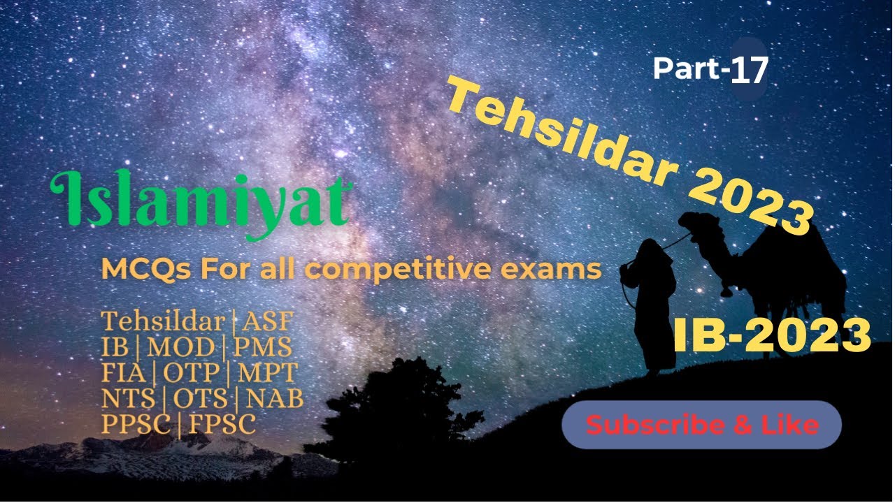 Islamiyat MCQs P-17 | PPSC FPSC Tehsildar 2023 FIA ASF MPT NTS IB JOBS