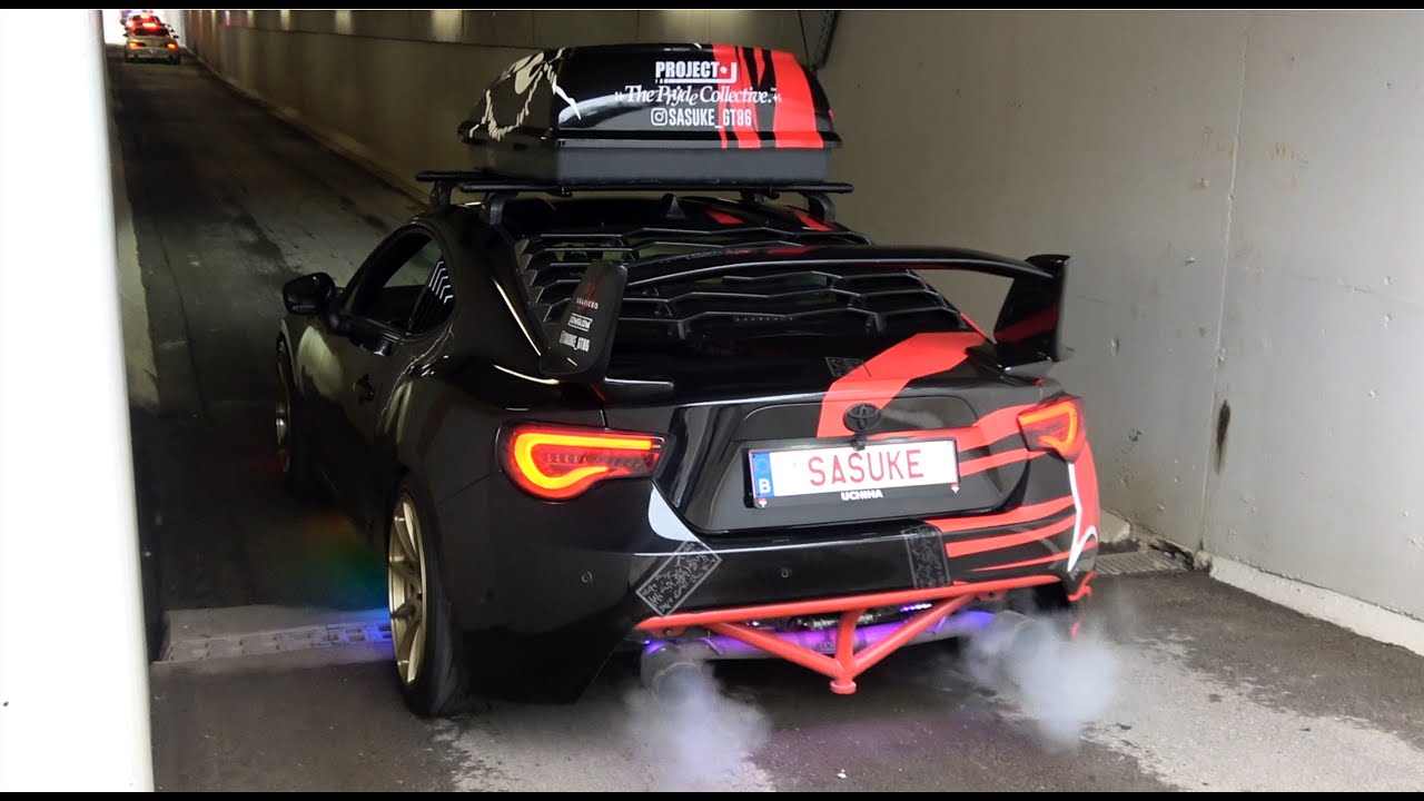 Modified Cars leaving Bruleurs de Gommes 2023-Rocket Bunny RCF, Supra, Straight Pipe M3 E92, R33...