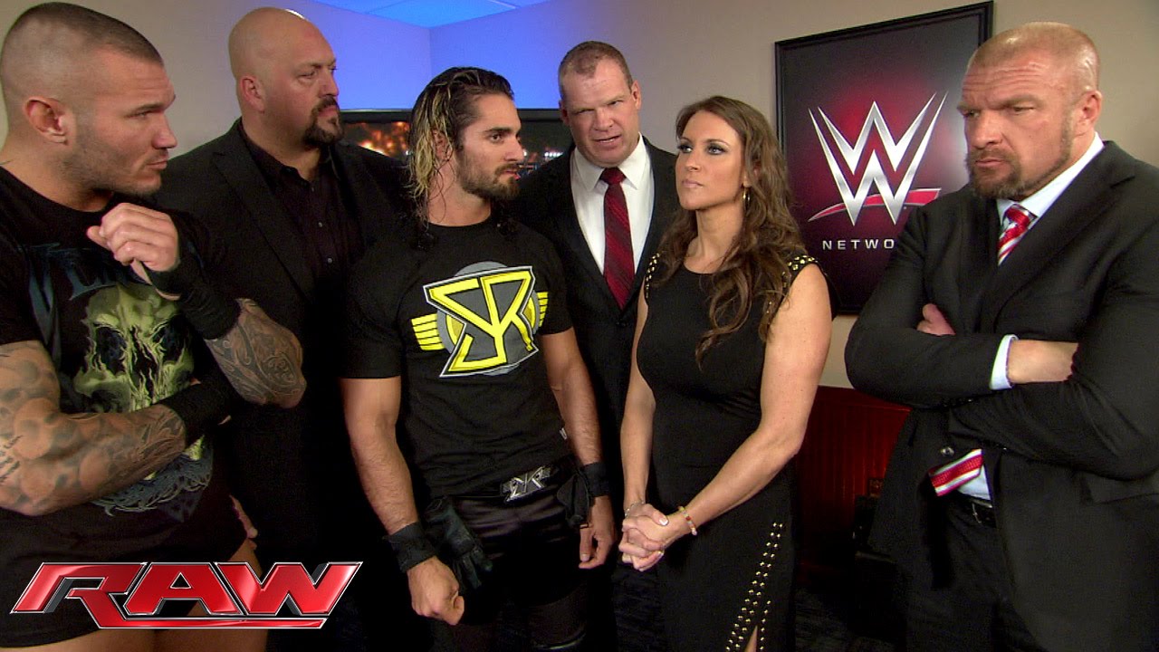 Рэнди Ортон посещает деловую встречу с The Authority: Raw, 23 февраля 2015 г.