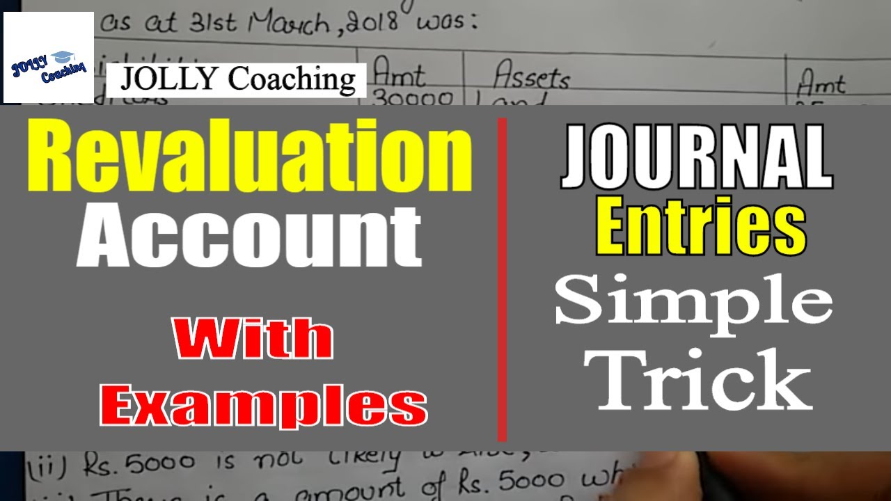 (In Hindi)Revaluation Account for Partnership Accounting with Journal Entries by JOLLY Coaching