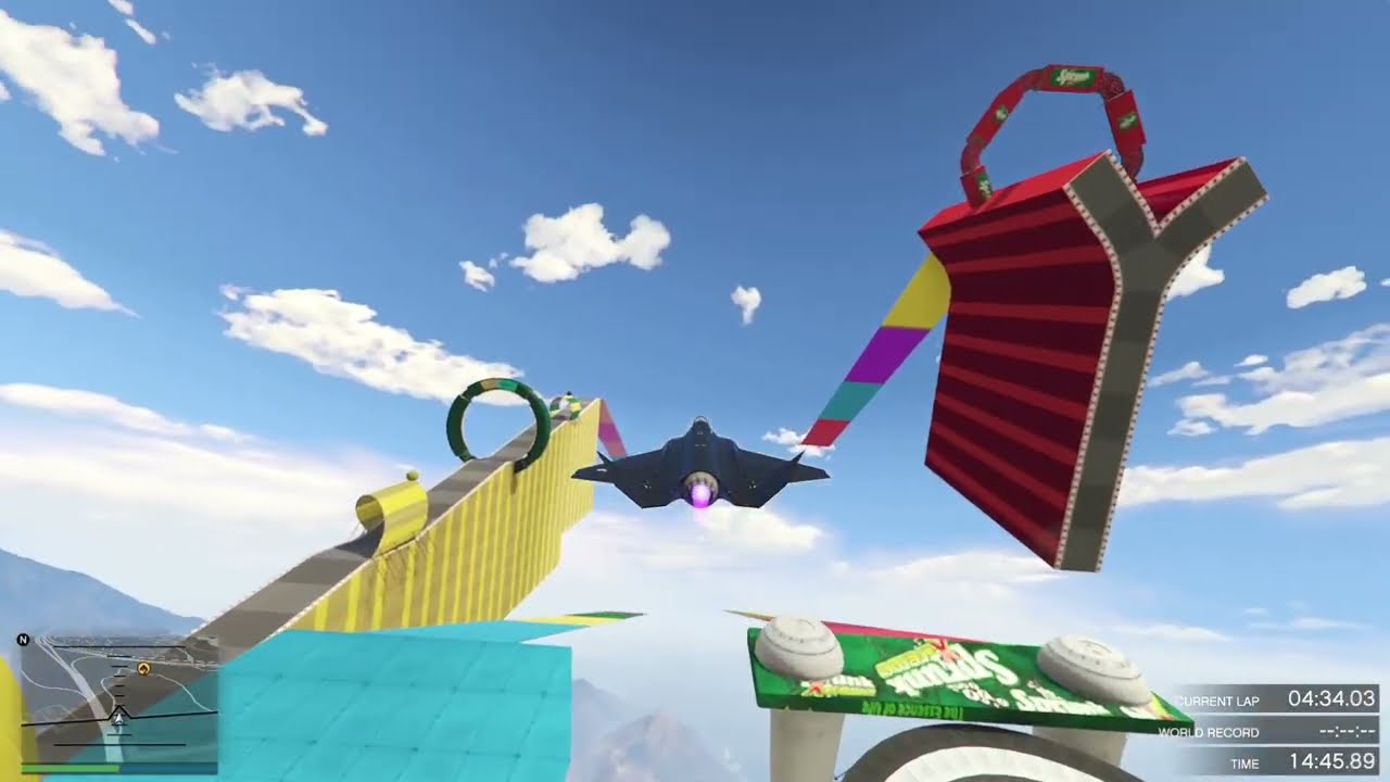 GTA5 ONLINE: Mega Ramp Survival with Only Flat Tires Stunt Challenge
