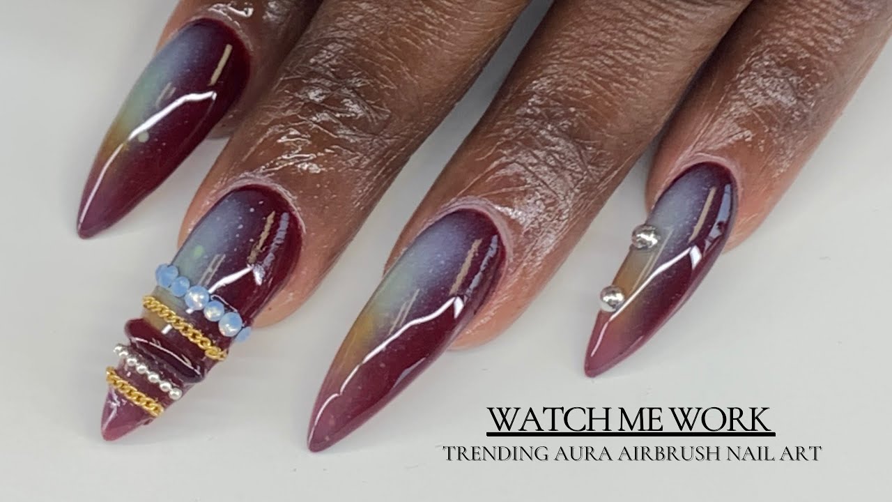 Trending Nail Art : Aura Airbrushed Nail Art w/ 3D Bangle Design  💞✨