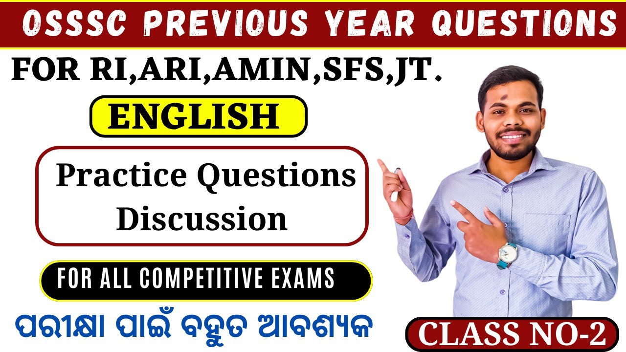 CLASS 02 OSSSC Previous Year English Questions discussion |STATISTICAL FIELD SURVEYOR-2016 |for RI,