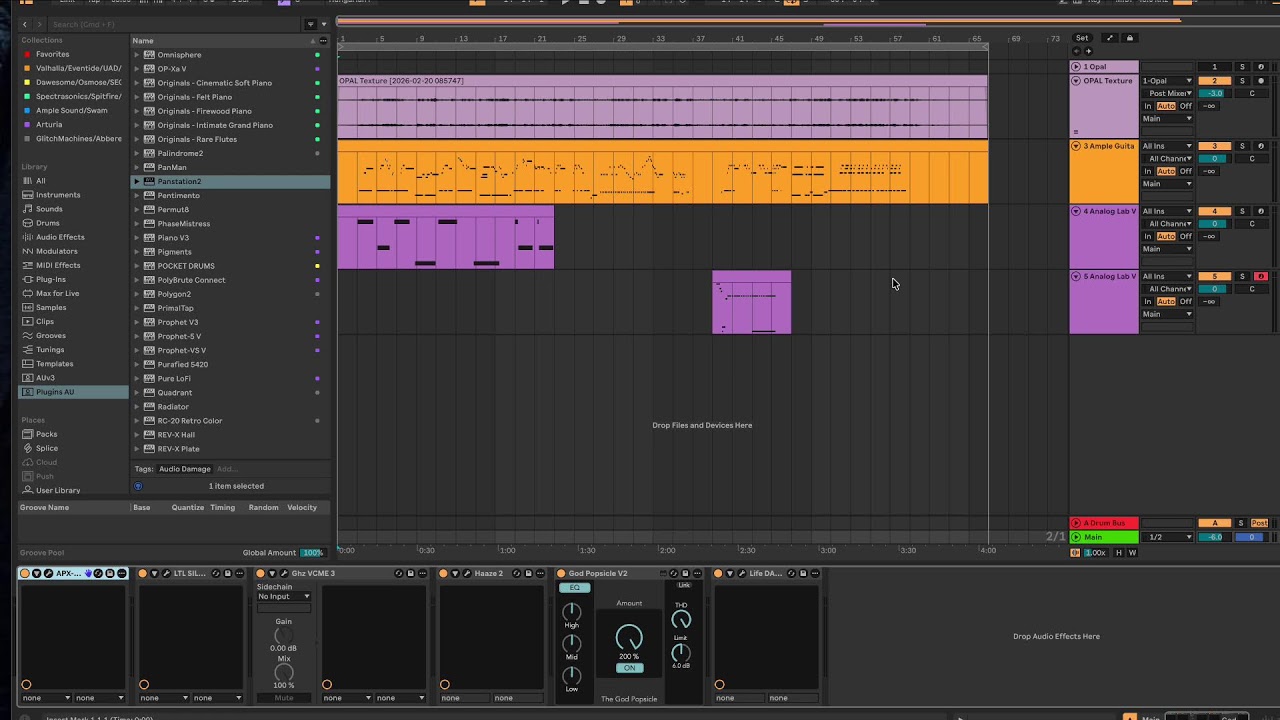 Messing around with OPAL and AmpleSound Nylon Guitar