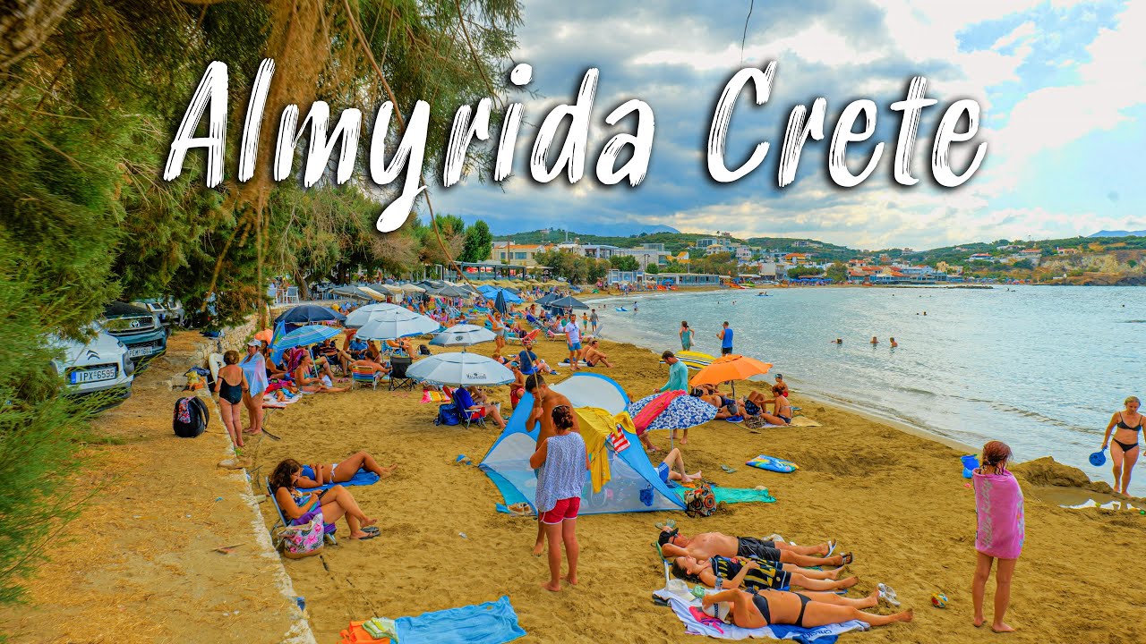 Crete Greece, Almyrida Chania, walking tour in 4k, Greece 2022
