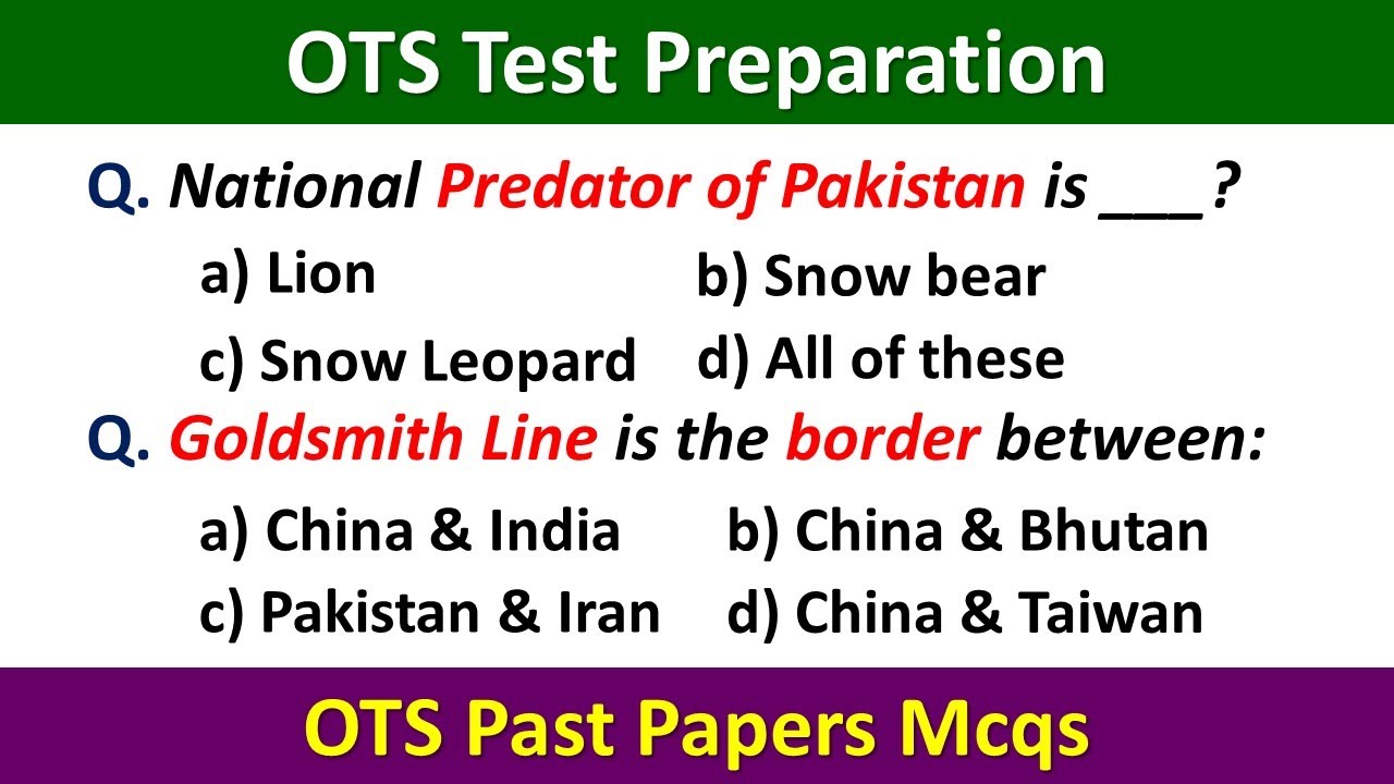 OTS Test Preparation | OTS Past Papers | OTS Test Preparation 2023 | OTS Preparation | OTS Test Mcqs