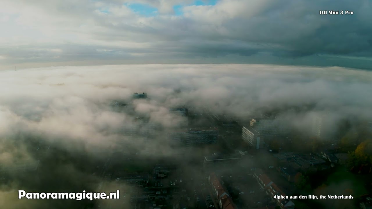 Tranquilo fog/niebla, relaxing drone flights (Alphen aan den Rijn)(4k)