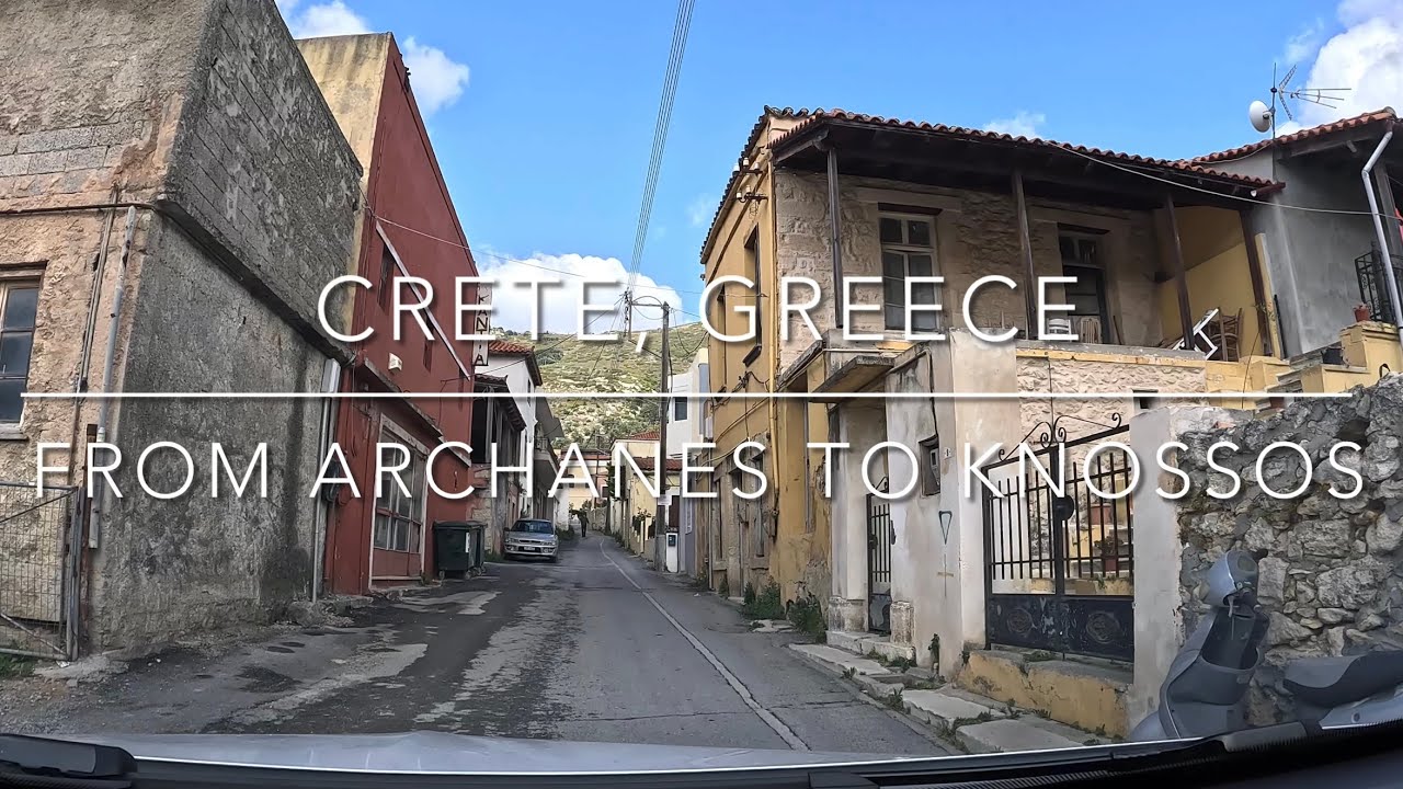Driving from a village named Archanes to Knossos palace, Crete, Greece [4K 60fps]