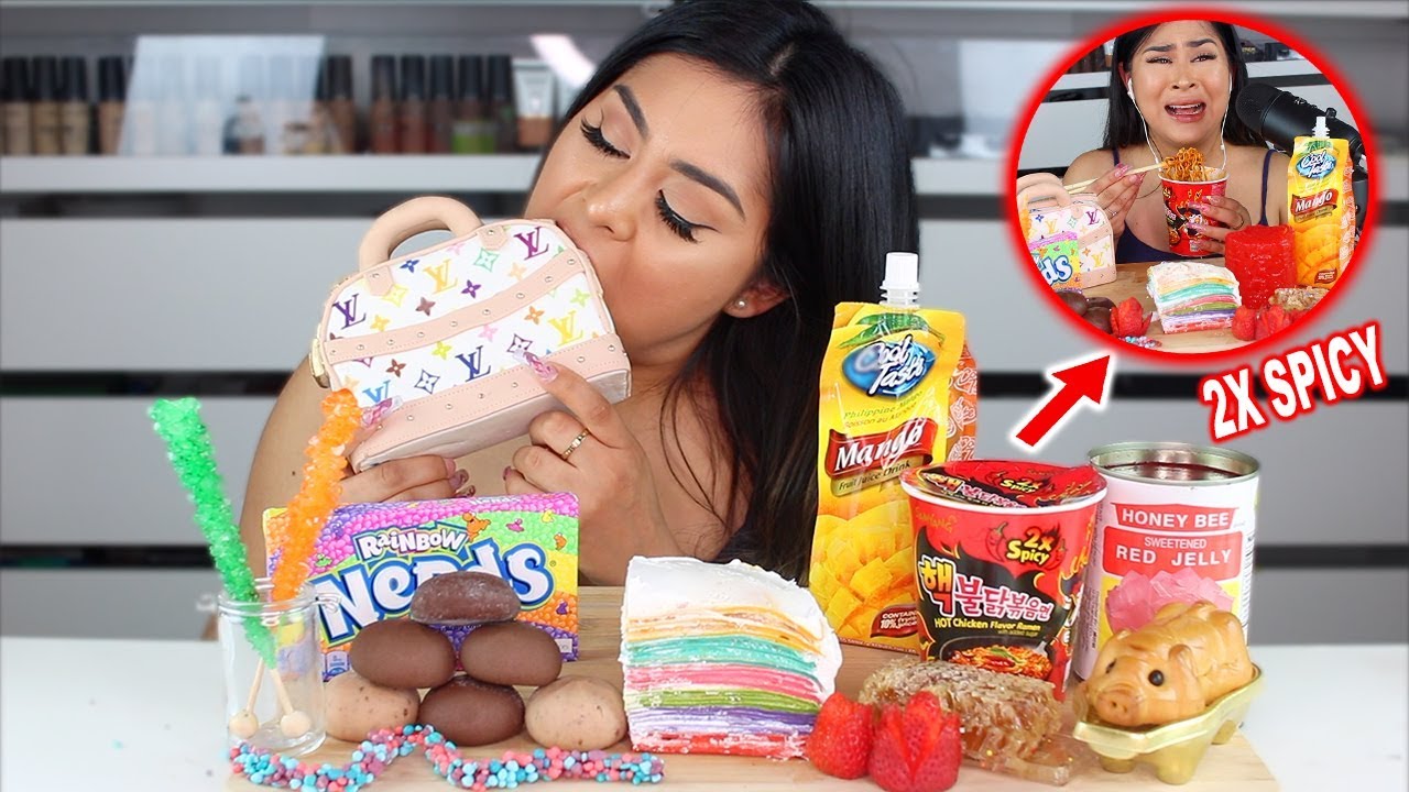 i Tried ASMR.. I Decided to EAT My LOUIS VUITTON BAG! *Sticky Crunchy Sounds*