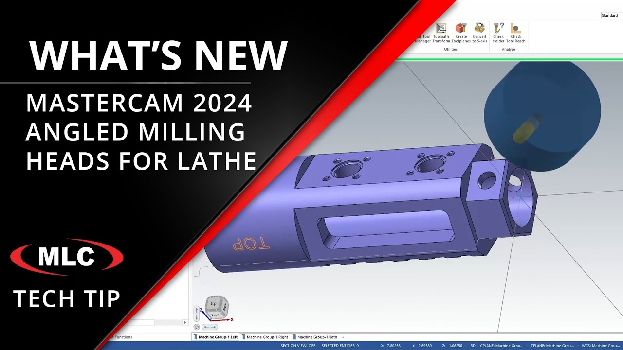 Angled Milling Heads Tutorial in Mastercam Lathe - What's New in Mastercam 2024