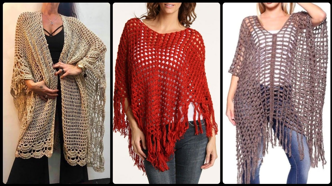 Latest & Stylish Handmade Crochet Poncho & Cape Shawls Pattern Ideas