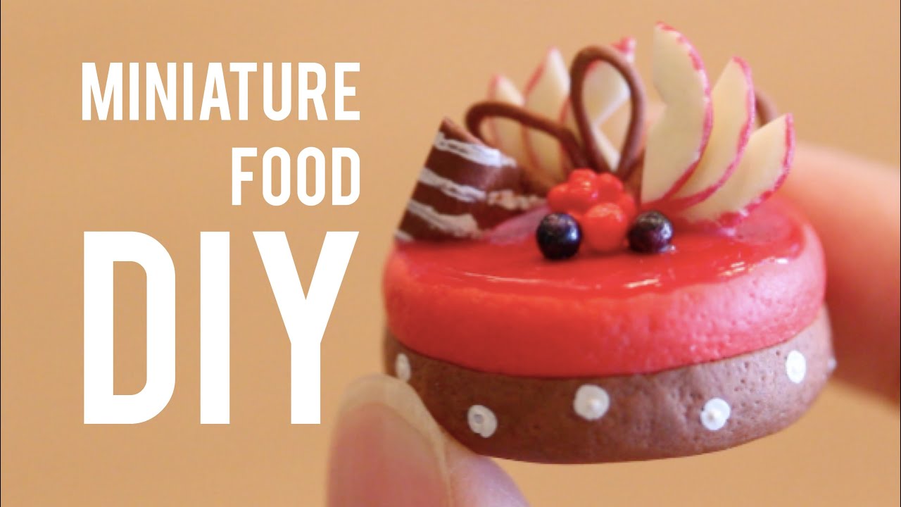 Miniature Food ＊Cassis cake＊【アシェット】樹脂粘土でつくるミニチュアフードvol.4でカシスのホールケーキを作ってみる！【miniature】Fake Food