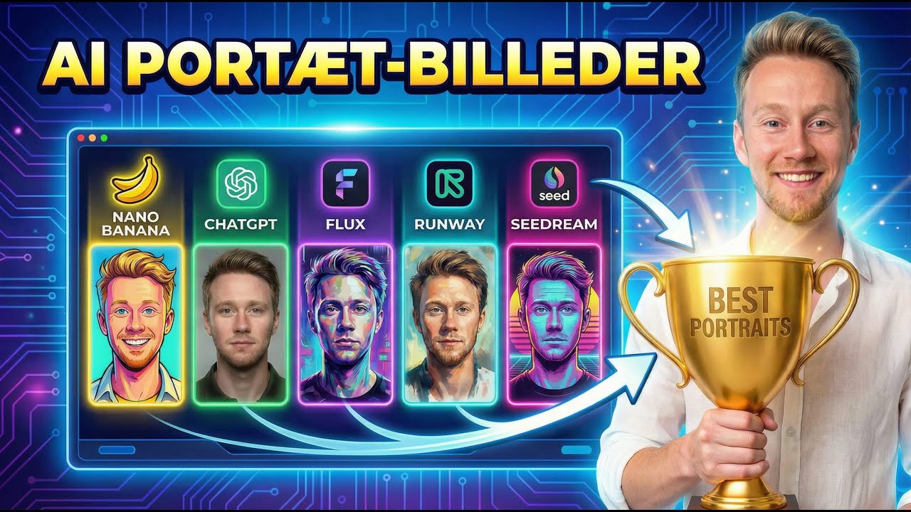 Hvilken AI laver de bedste portrætbilleder? (Nana Banana vs ChatGPT vs Flux vs Runway vs Seedream)