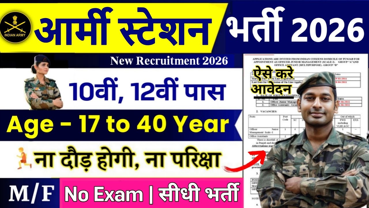 Army Station New Vacancy 2026 | Army Station Recruitment 2026 | 10th Pass | Army Station Bharti 2026