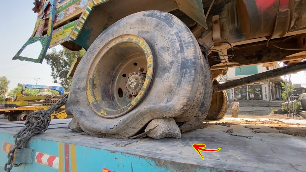 How Mechanic Fix impossible Truck Tyre Crushed by  Massive Stone
