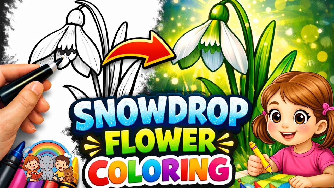Snowdrop Flower Coloring 🎨 | Snowdrop Flower Coloring Book Style