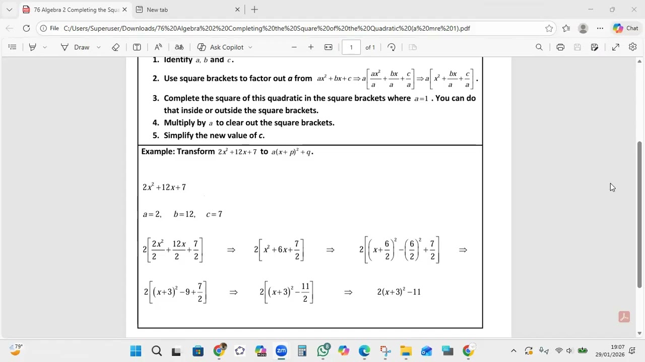 Completing the Square a more than 1