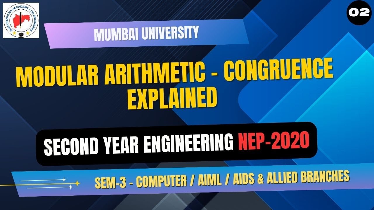 🔥 Modular Arithmetic – Congruence Explained 📘 | Sem-3 Maths for Computer Engg | MU NEP2020