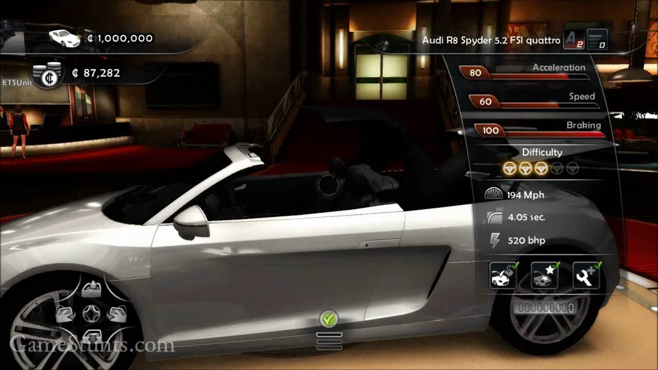Winning the Casino Prize Car Audi R8 V10 in TDU2