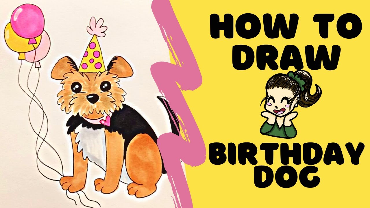 HOW TO DRAW - Birthday Dog (Easy!)