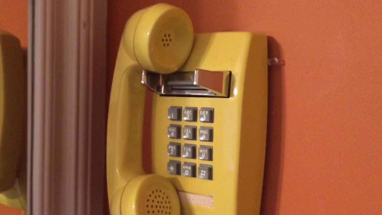 1980 Yellow Bell System Western Electric 2554 Press Button Wall Mount Telephone