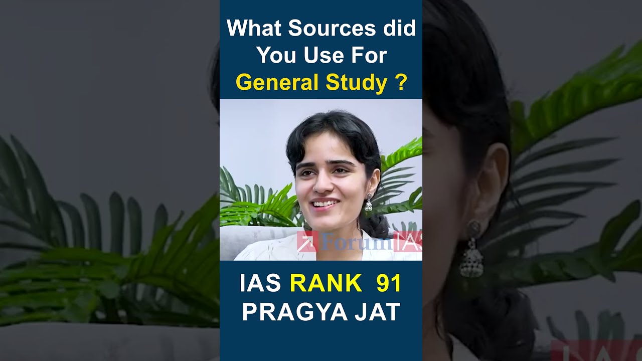 What Sources did You Use For General Study  | Pragya Jat | RANK 91 | IAS 🚔🚨 | #shorts