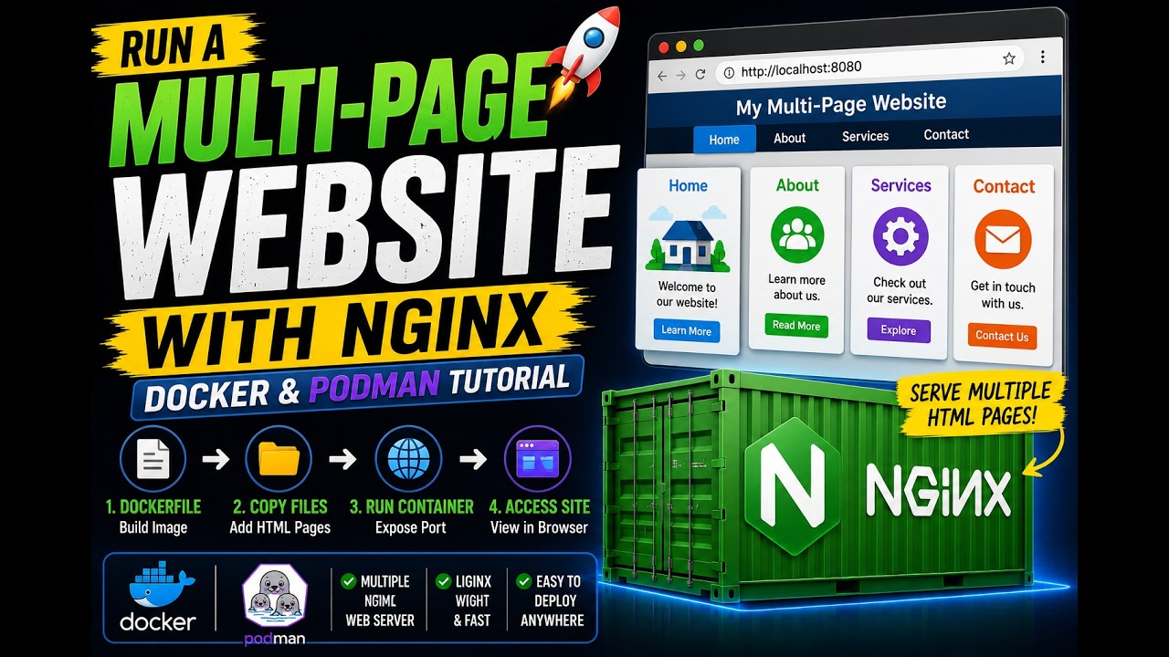 🌐 Spin Up an Nginx Container & Serve Multiple Static HTML Pages | Docker & Podman Tutorial