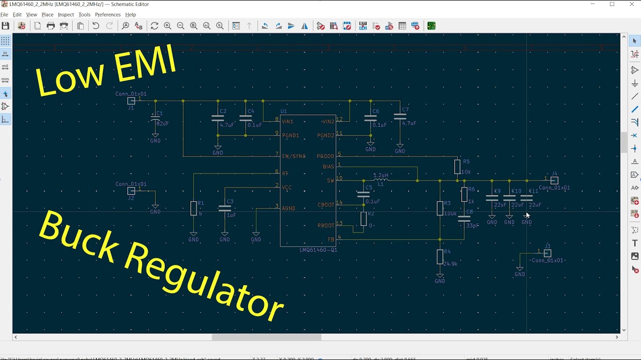 Designing a 24V to 5V buck regulator with KiCad Part 1: Schematic