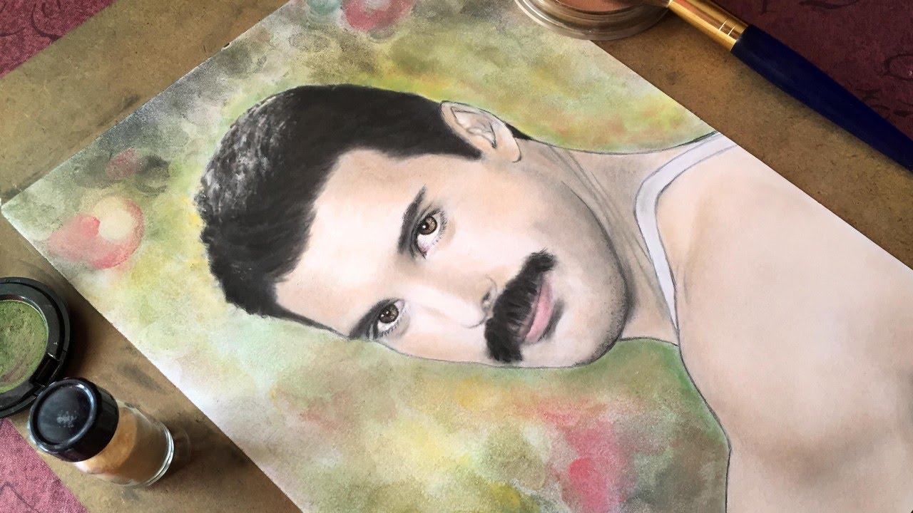 Drawing Freddie Mercury with Makeup