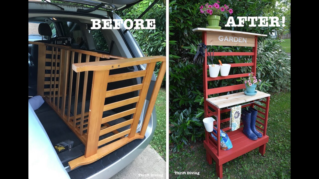 How to Repurpose a Toddler Bed Into a Potting Bench! - Furniture Makeovers - Thrift Diving