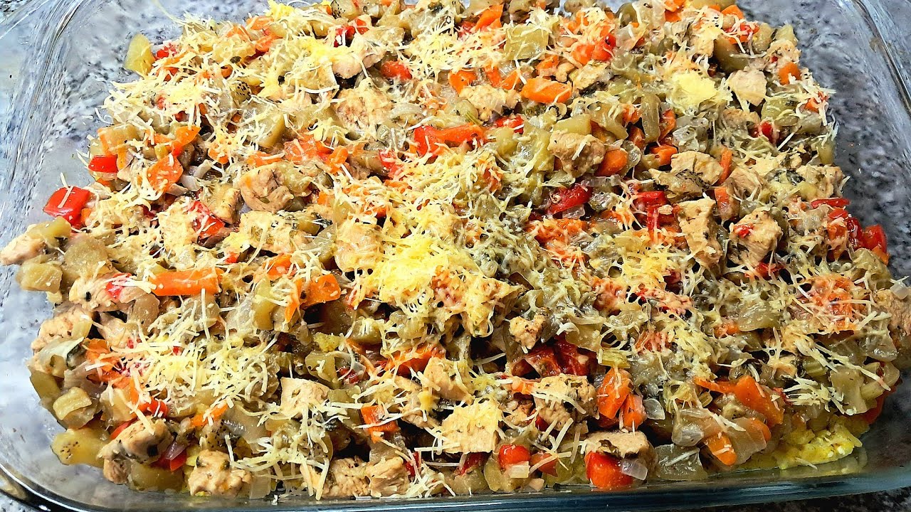 Berenjena y pollo sobre arroz delicioso!!!!