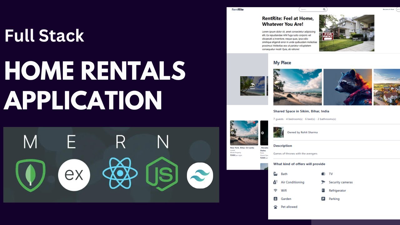 Develop a Comprehensive Home Rentals Platform with React, Redux, Node.js, MongoDB, Tailwind CSS
