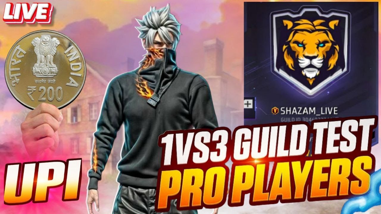 Free Fire Live with SHAZAM 💖 GUILD TEST ✌ custom giveaway 🔥 Free Fire Live! #ff #nonstopgaming #cl
