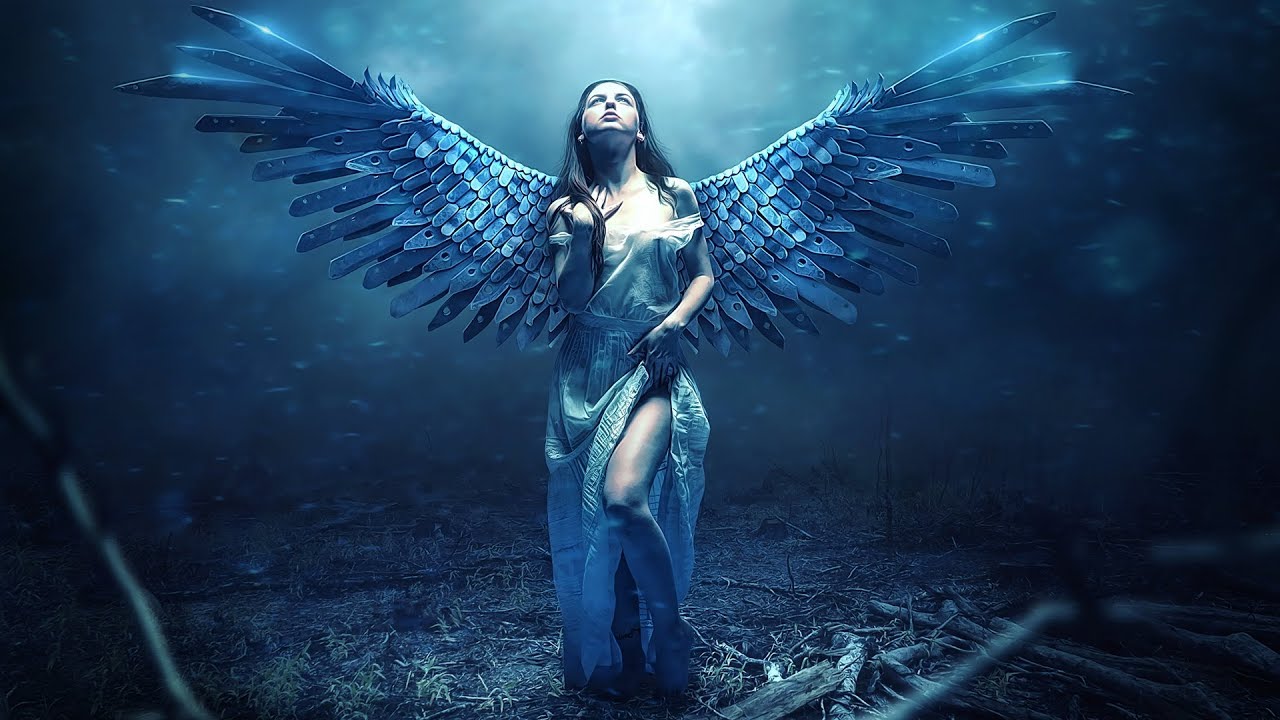 Blue Blade Angel Photo Manipulation Photoshop Tutorial [Blue Light Effect]