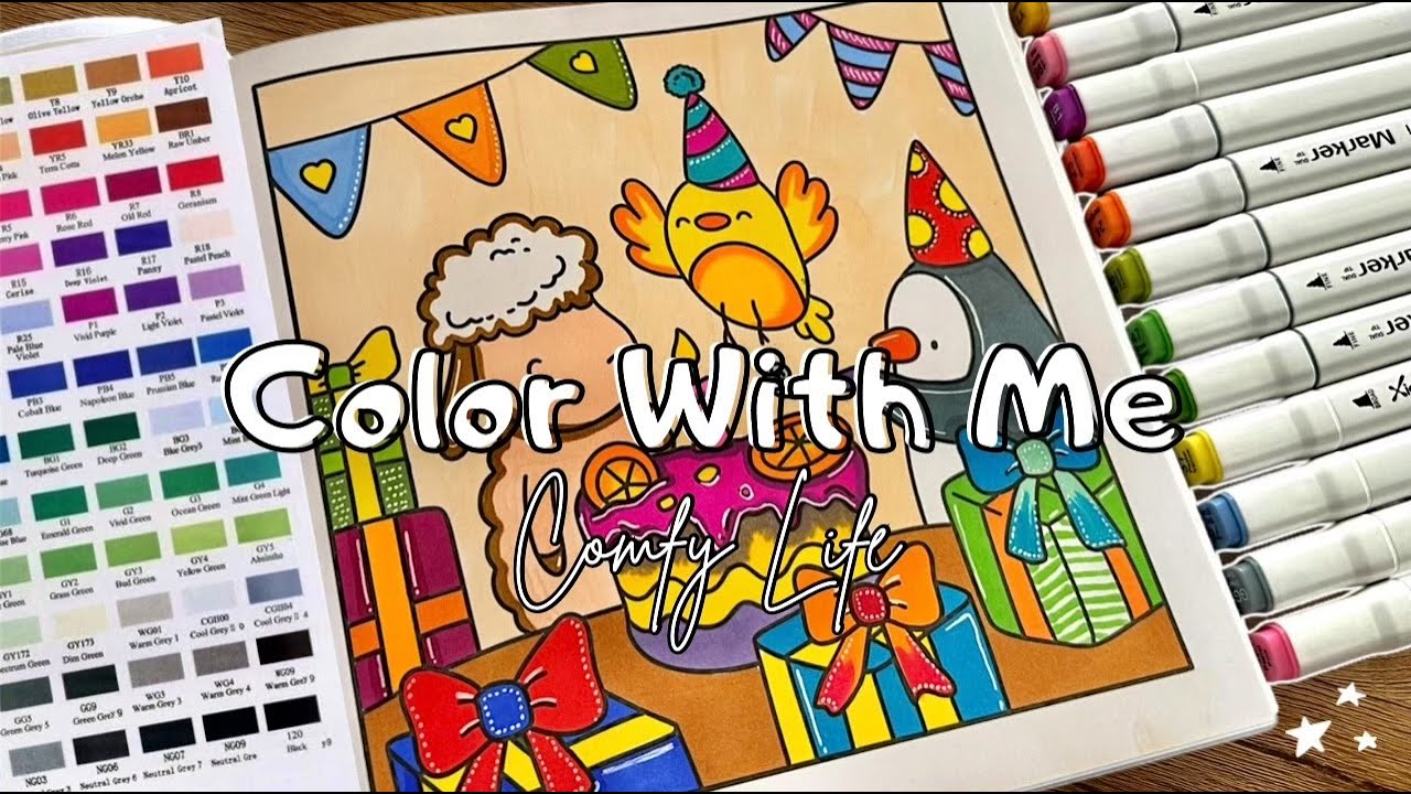 Color With Me ASMR ➕ Adult Coloring Book Cafe | Alcohol Markers (no music /talking)