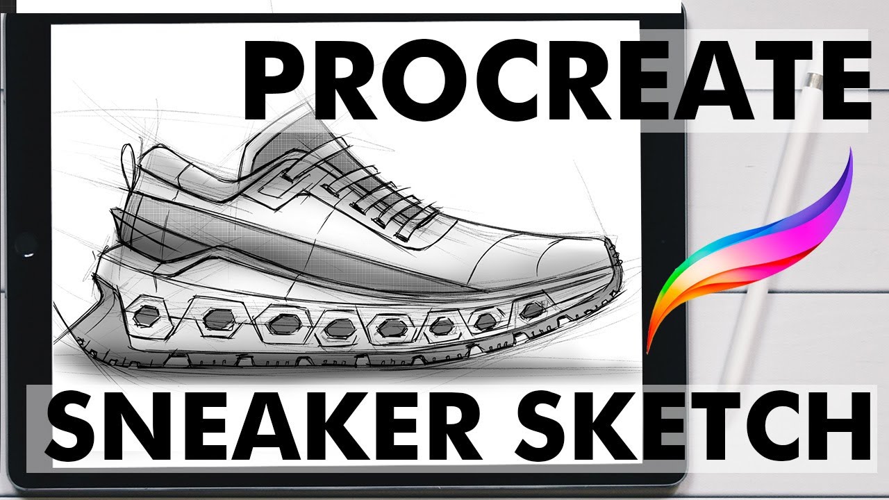 On Style Sneaker Sketch - Product Design Sketching in Procreate
