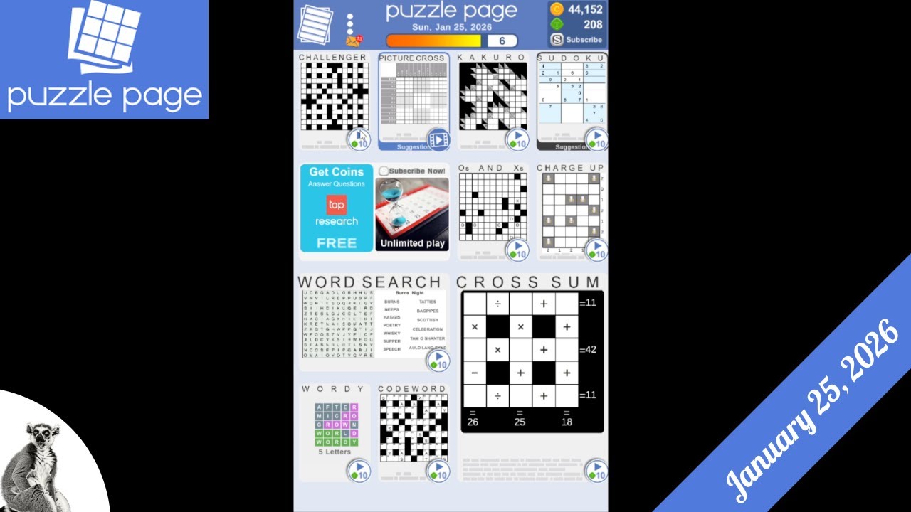 Puzzle Page Daily - January 25 2026