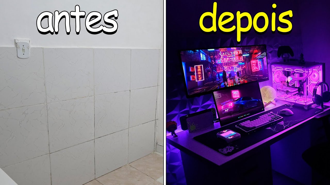 Transformei minha parede VAZIA no NOVO SETUP! (projeto quarto gamer)