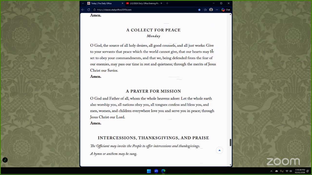 2/2/2026 Daily Office Evening Prayer