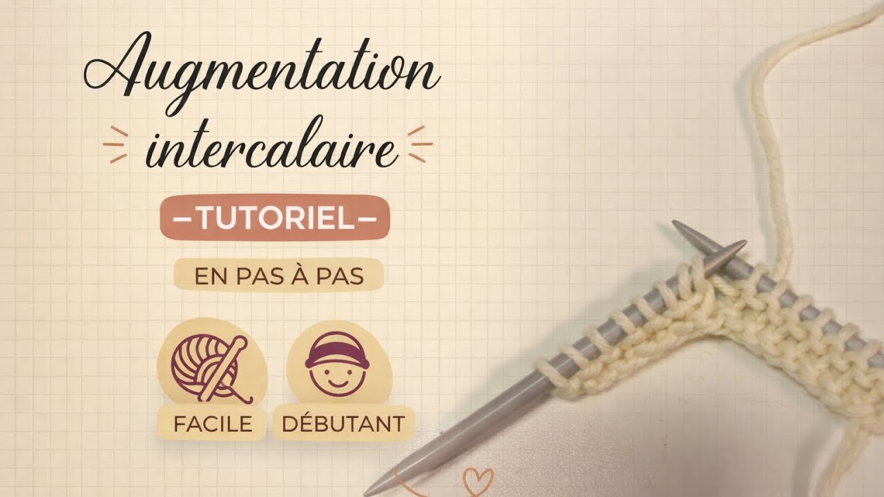 Augmentation intercalaire au point mousse ou en jersey au tricot