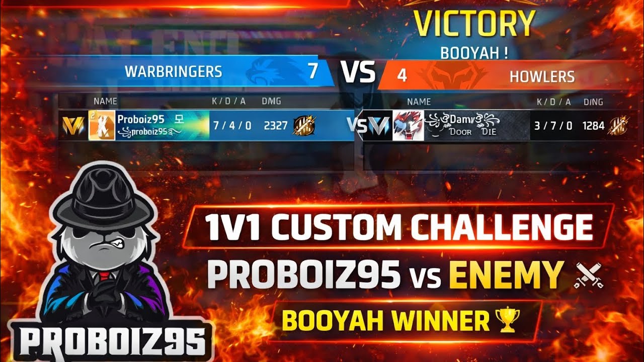 🔴 FREE FIRE LIVE1V1 CUSTOM CHALLENGE 🤩PROBOIZ95 VS ENEMY ⚔️BOOYAH WINNER 🏆Short Caption(Post ke liya