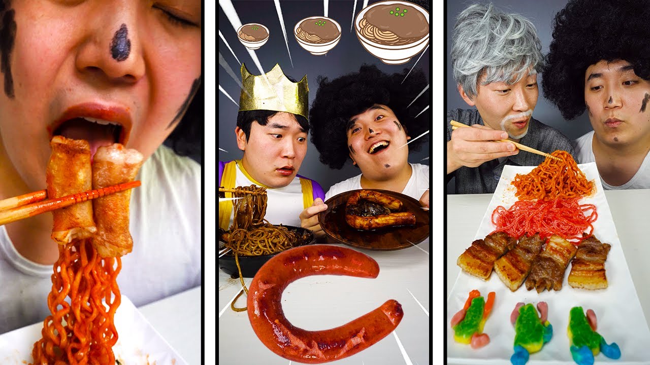 mukbang | острые продукты (свинина, лапша из черной фасоли) | как приготовить Гигантский целый рубец