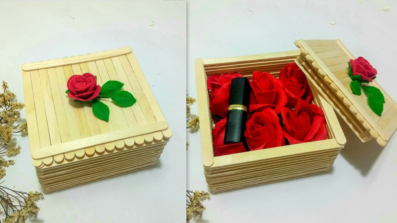 Como hacer Manualidades (caja de regalo) con palitos de helado FACILES | DIY Manualidades #200